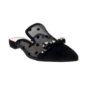 Ventutto Black Mesh Ballerina Flat Mule